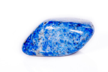 Macro mineral stone blue lapis lazuli (afghanistan) on white background