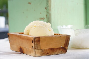 Fresh butter. Home products. Fresh produce from the village, hand-made. Tasty food. Handmade cream butter.