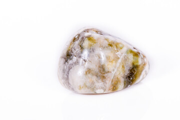 Macro mineral stone Jasper oceanic on a white background