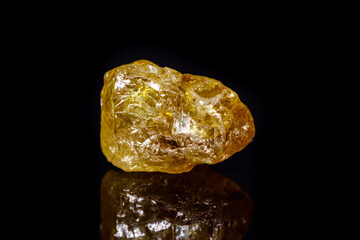 Macro mineral stone Green pomegranate on black background