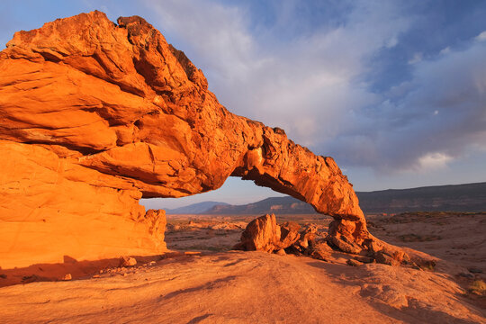 Scenic image of the remote Sunset Arch in the Grand Staircase-Escalante National Monument, Utah.