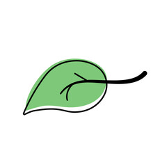 Vector illustration of a green leaf on a white background