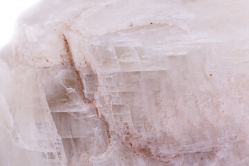 Macro mineral stone Moonstone isolated on white background