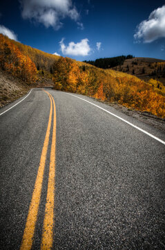 Vibrant fall colors on the Guardsman Pass Road in the Wastach Mountain Range in Utah, near Brighton Ski Resort.