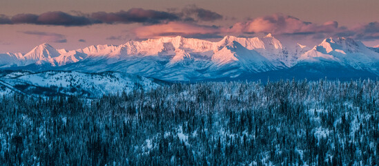 Alpine glow on the Livingston Range, Montana.