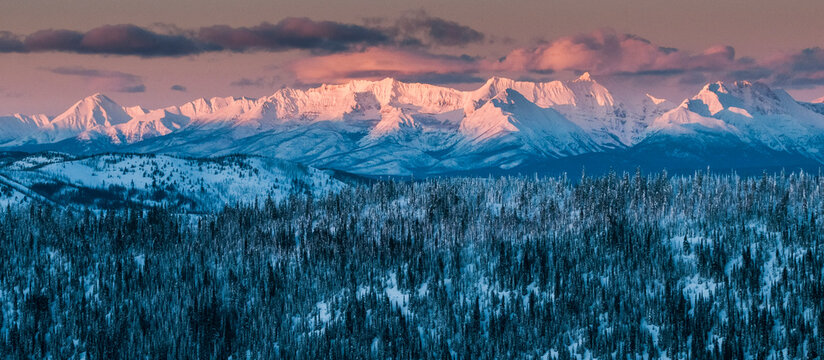 Alpine glow on the Livingston Range, Montana.