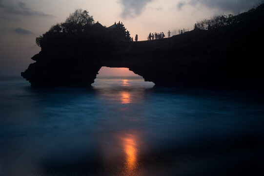 Tanah Lot at sunset, Tanah Lot is a Balinese temple located on the coast of Bali.