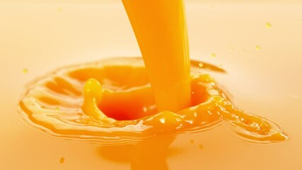 Super Slow Motion Shot of Pouring Fresh Orange Juice at 1000fps. - Powered by Adobe