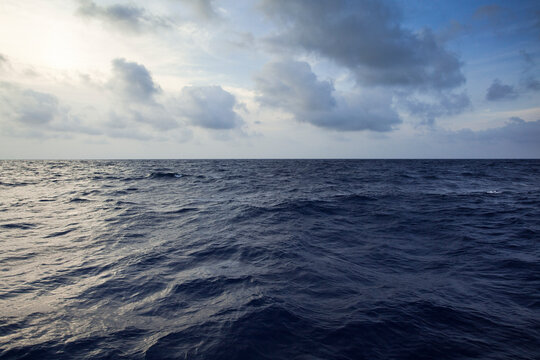 An image of the deep blue sea before sundown crossing the Caribbean Sea.