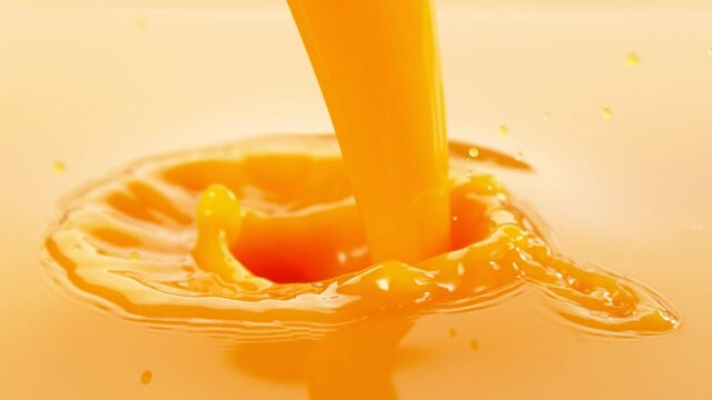 Super Slow Motion Shot of Pouring Fresh Orange Juice at 1000fps.