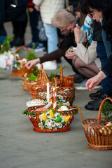 Consecration of Easter in the church. Celebration of Easter by Orthodox