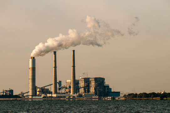 Powerplant Visible From A Lake In Central Texas.