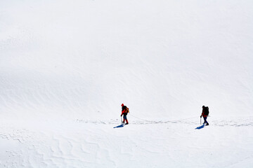 Team of climbing  alpinists in Haute Savoie, France, Europe