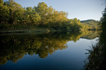 calm white river in late afternoon, Arkansas