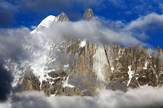 Sunset light over Les Drus, Haute Savoie, France