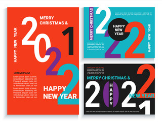 2022 New Year banners, flyers,cards, posters in black,red,blue.Modern brochures,invitations and greetings cards, leaflets, headers,business diaries, calendar cover with numbers for 22 year.Vector