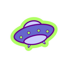 STOCKUFO drawing in flat style for logo, patches, stickers, badges. Vector illustration.