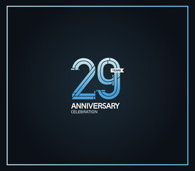 29 years anniversary logotype with cross hatch pattern blue color. vector can be use for party, company special event and celebration moment