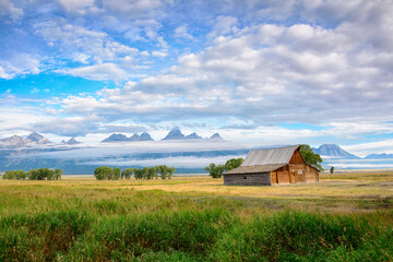 Sunrise at the Moulton Barn on Mormon Row in the Tetons