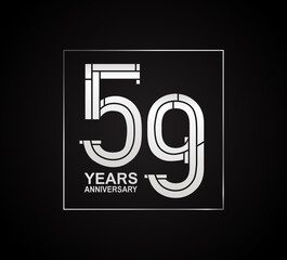 59 years anniversary logotype with cross hatch pattern silver color inside square for celebration event, company special moment and party