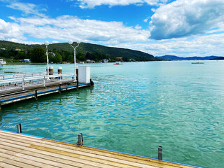 Velden am Wörthersee Bootssteg, Seeufer Velden, Wörtersee Kärnten, Bootsteg, Seepromenade, Promenade Wörthersee, lake