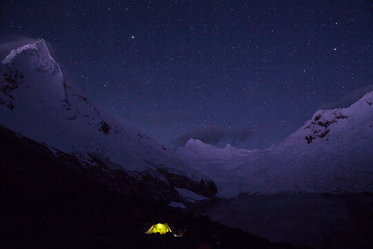 Traveling and skiing in Peru outside of Huaraz in the Cordillera Blanca.