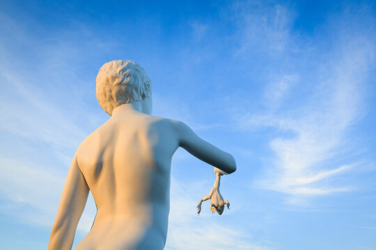 Charles Ray's sculpture Boy with Frog. Punta della Dogana. Venice. Venezia province. Veneto. Italy.