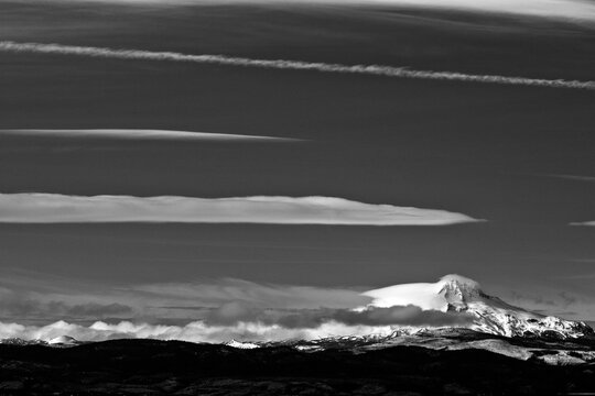 Clearing storm on Mount Jefferson in Oregon's south eastern prairie.