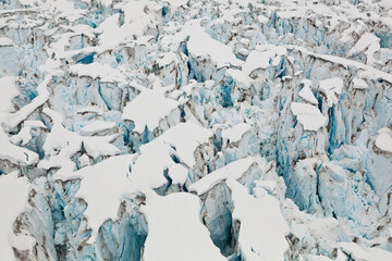 Detail of the heavily crevassed surface of Columbia Glacier, Alaska.