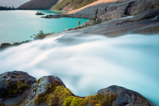 Glacier melt feeds the upper lake at Joffre Lakes Provincial Park, Canada.