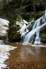 Hidden Falls - Long Exposure of Waterfall in Winter - Hocking Hills Region of Wayne National Forest - Ohio