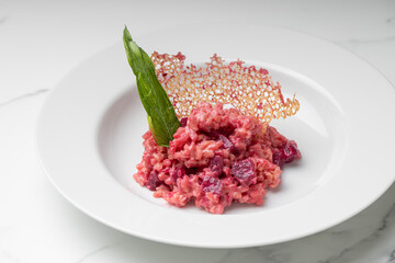 Beetroot risotto. Italian pink risotto