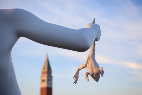 Charles Ray's sculpture Boy with Frog. Punta della Dogana. Venice. Venezia province. Veneto. Italy.