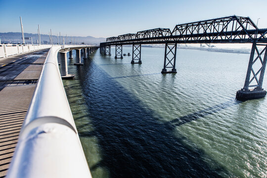 The San Francisco' Oakland Bay Bridge is a complex of bridges spanning San Francisco Bay, California, USA