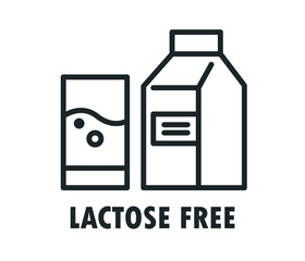 Lactose free vector icon. Product free allergen substance symbol. No lactose vector icon. Food intolerance stock vector illustration for printing on food packaging

