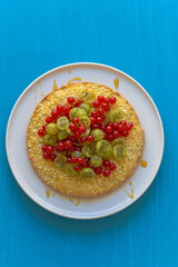 Homemade gooseberry red currant cake isolated