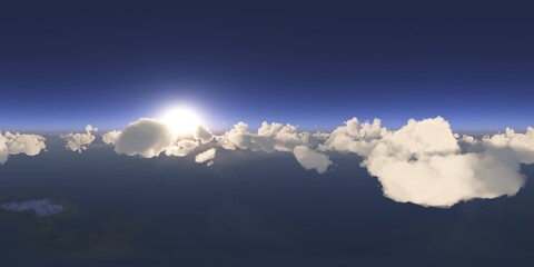 Panorama of clouds, HDRI, environment map , Round panorama, spherical panorama, equidistant projection, panorama 360, flying above the clouds,sky above the clouds, 3D rendering
