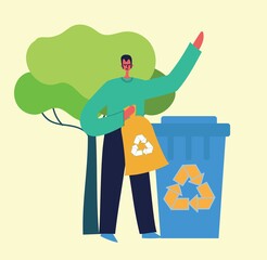 Set of eco save environment pictures. People taking care of planet collage. Zero waste, think green, save the planet, our home hand written text