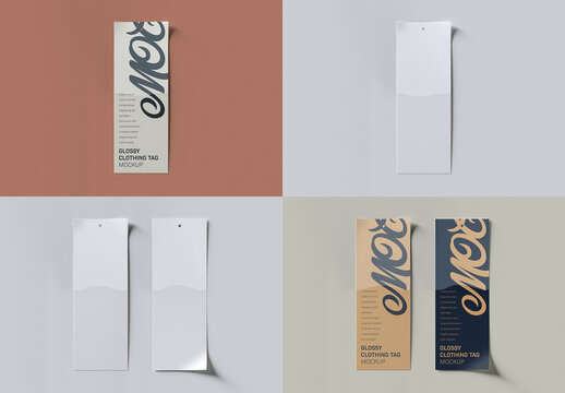 Set of Glossy Rectangle Tag Mockups