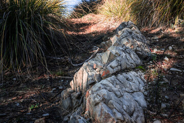 A rocky climbing path or road in the country side of the famous city of constantine algeria  - Hiking Trail with no people or tourists, Constantine, Algeria 
