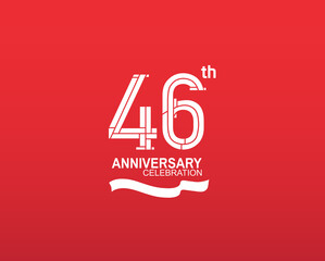 Fototapeta na wymiar 46 anniversary logotype flat design white color isolated on red background. vector can be use for template, company special event and celebration moment