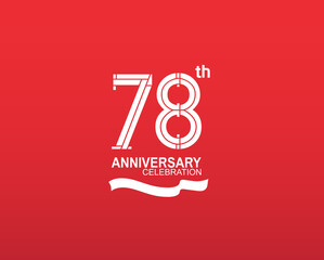 78 anniversary logotype flat design white color isolated on red background. vector can be use for template, company special event and celebration moment