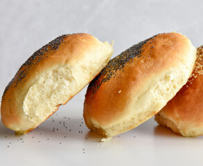 baked buns with sesame and poppy