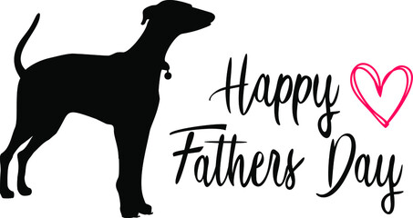 Happy Fathers Day with dog on white background. Vector