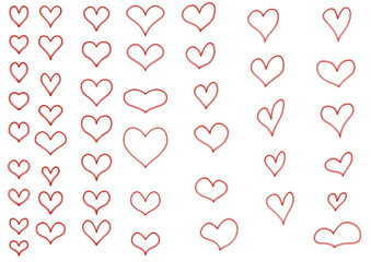 Many red hearts with white fill