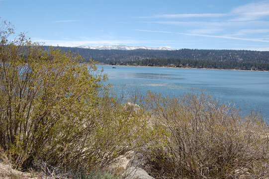 Scenic Big Bear Lake in the San Bernardino Mountains, southern California.