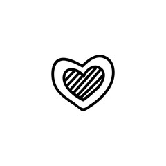 Heart. Vector illustration in doodle style. Isolated on a white background.