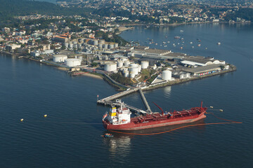 beach ribeira niteroi oil ship terminal brazil aerial view