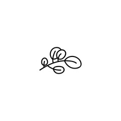 Single hand drawn twig. Doodle vector illustration. Isolate on a white background.