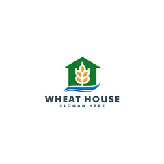 Wheat home farm logo template design vector